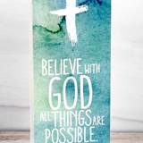 5 x 2 'With God' Wood Vertical Block